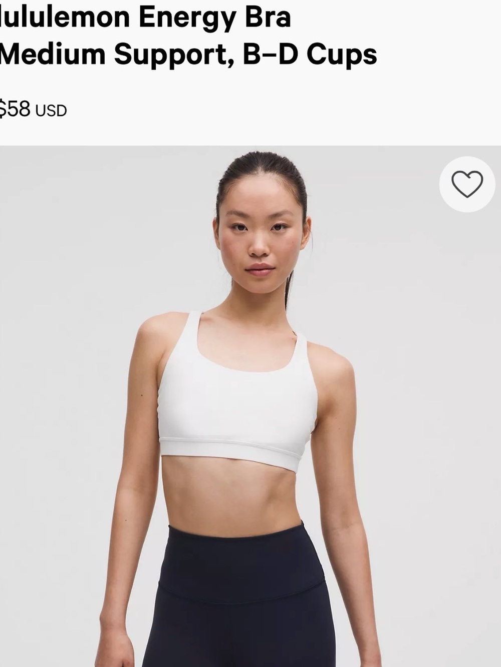 lululemon athletica Energy Bra — White